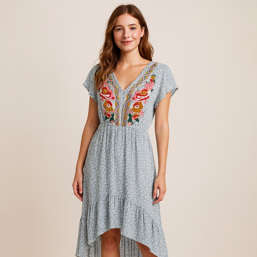 1.4.3. Story by Line Up Floral Embroidered High Low Dress